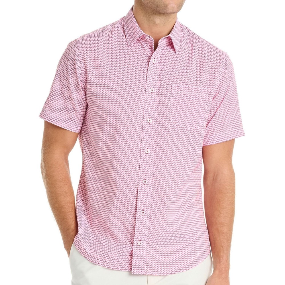 Nick Graham Open Rectangles Red Short‎ Sleeve Shirt Men's Size XXL